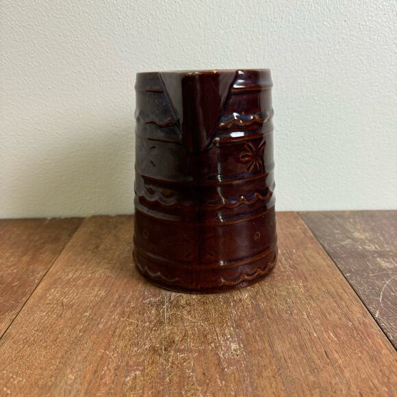 Mar-Crest Oven Proof Stoneware Brown Daisy pattern Serving Pitcher - Picture 2 of 10